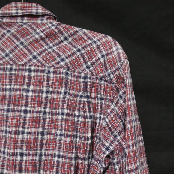 CROCODILE | large | 100% Cotton | Plaid Button-Up Front Casual Shirt | 2 Pockets - Picture 12 of 16